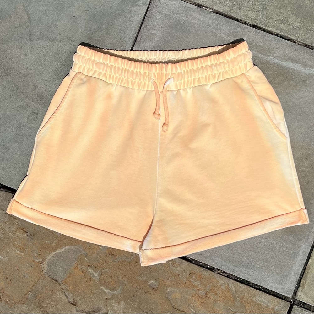 Overdyed Golden Orange High Waist Relaxed Fit Sweat Shorts